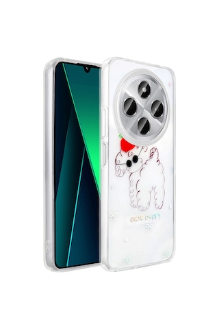 Xiaomi Redmi 14c 4g Kılıf Şeffaf Figürlü Mkst Folk Sert Kapak - Fiyonk Beyaz