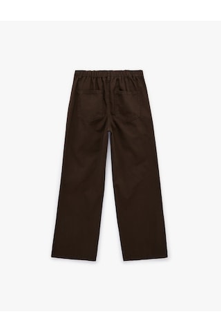 Koton Cepli Beli Bağcıklı Pamuklu Bol Paça Pantolon - Loose Straight Fit Jean Koyu Kahverengi 6sal40082mw Koyu Kahve