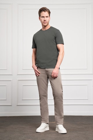 Haki Basic Düz %100 Pamuk Bisiklet Yaka Slim Fit Dar Kesim Kısa Kollu Tişört 99yc018001710 Haki