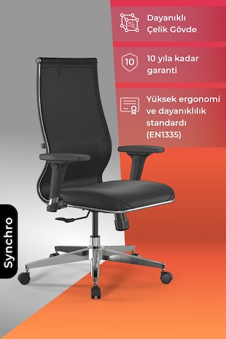 Metta Ergolife Synergolife Synchrosit 10 Ergonomik Ofis Sandalyesi Ayarlanabilir Kolçaklı, Fileli, Öğrenci Sandalyesi -211.d.1.3e3 Siyah