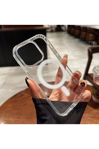 Apple Uyumlu iPhone 16 Pro Kılıf Magsafe Şarj Özellikli Pc Şeffaf Kapak