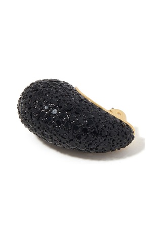Pave Dome Earrings, Kristalli Kup Tarzı Küpe Siyah