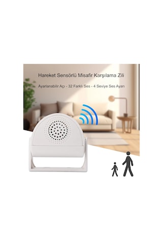 Triline Misafir Karşılama Zili 3 Modlu Kumandalı Hareket Sensörlü Güvenlik Alarm Pır Sensör