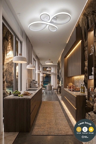Liya Tasarım Beyaz Led Plafonyer Avize - 3 Renk Işıklı Ayarlanabilir Modern Aydınlatma