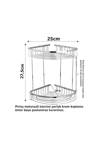 Geseus Pirinç Banyo Köşelik Şampuanlık Duş Rafı Ömür Boyu Paslanm Çok Renkli