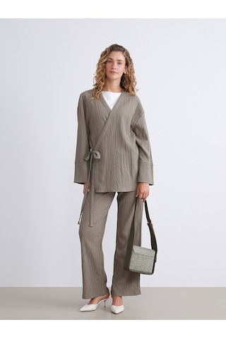 Lcw Modest Haki Kruvaze Yaka Dokulu Oversize Kadın Kimono