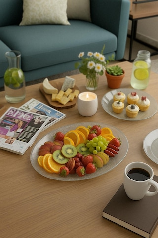 Silver Simli Büyük Kayık Tabak Sunum & Servis Tabağı - 26,5 X 39,5 Cm Gümüş