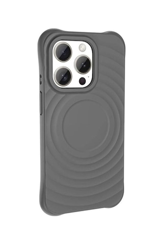 Apple Uyumlu iPhone 15 Pro Max M-safe Şarj Özellikli Airbagli Mat Görünümlü Zore Hepi Kapak Gri