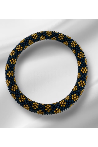 Chichibeads El Yapımı Papatya Desenli Bohem Bileklik Lacivert