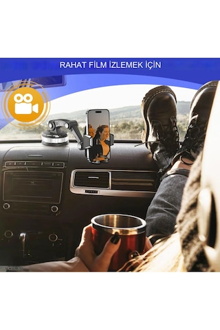 Büyük Vantuzlu 360 Derce Merkezi Ayarlanabilir Araç İçi Telefon