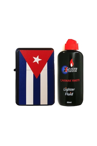 Atomic Benzinli Çakmak Benzin Seti Küba Bayraklı