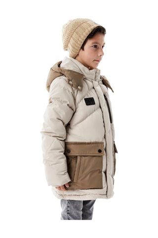 Benitto Kids Erkek Çocuk Kapüşonlu Kalın Kışlık Mont 51335 Bej