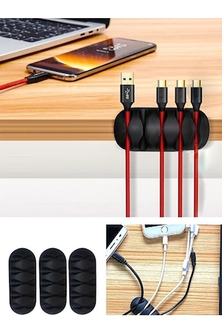 Mucit Home 3 Adet 5 Kanallı Kablo Düzenleyeci Yapışkanlı Kablo Toplayıcı Masa Kablo Düzenleyici