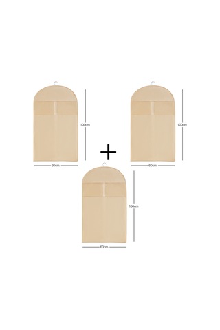 Ocean Home Textile 3'lü Bej Balıksırtı Elbise Kılıfı Set