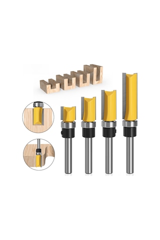 Konesam Ahşap Cnc Freze Aracı: 1/4 Uçlu İki Kenarlı Rulmanlı Taşlama Bıçağı, Uzun Konstruksiyonlu 1/4 1/2 38