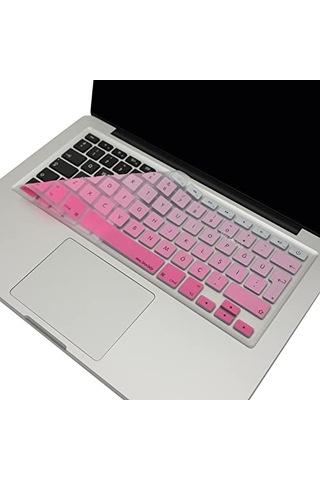 Macbook Silikon Klavye Kaplama Koruyucu Kılıf Macbook Air Pro Eski Usb Li Model 2008/2017 Uyumlu Türkçe Q Renkli Bas