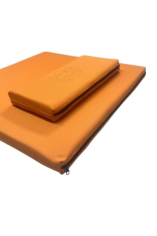 60x60 Meditasyon Minderi Seti İkili Yoga Meditasyon Minderi Lotus Çiçeği Baskılı Meditasyon Minderi Turuncu