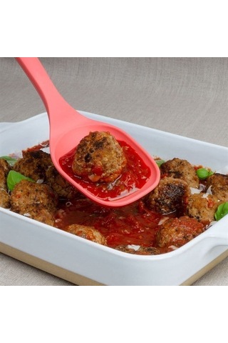 Lurch - Platin Silikon Servis Kaşığı 33,5 Cm Somon - Yanmaz, Yapışmaz, Bükülmez, Çizmez, Tat Ve Koku Bırakmaz - 240074