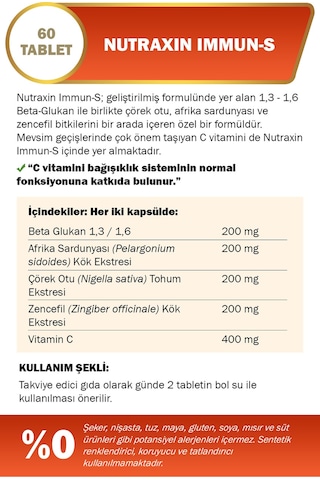 Nutraxin Immun-s Vitamin Takviyesi 60 Tablet-