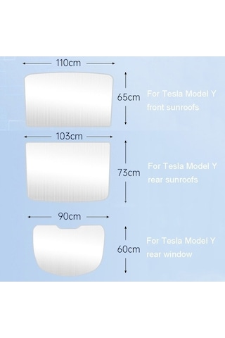 Flybuy Tesla Model Y 2 Adet/ Buz Kristal Güneşlik Araba Çatı Arka Ve Ön Sunroof Gölge Bej