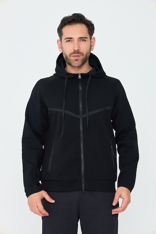 White Stone Siyah Cepli Kapüşonlu Fermuarlı Erkek Sweatshirt