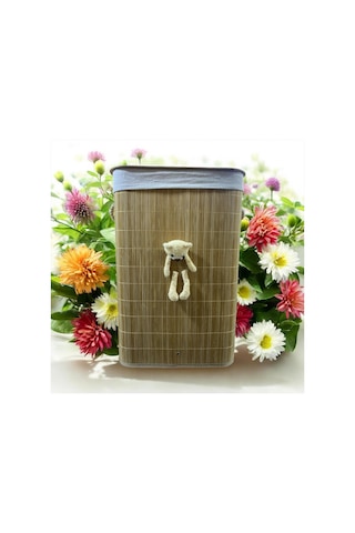 Sever Bambu Peluşlu Çamaşır Sepeti Bambu