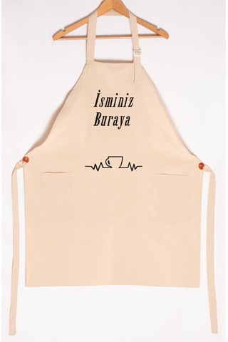 Mutfak Önlüğü Kişiye Ve İsme Özel Nakışlı Mutfak Önlüğü Fincan Farklı Renkler Krem