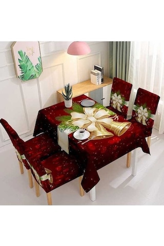Flybuy Xv Tek Seti Sandalye Sandalye Parça Örtüsü Örtüsü Noel Masa Masa Kızıl Kılıfı Kapak Emici Elastik Dekorasyon Çan Bosphorusboutique Rj Kızıl