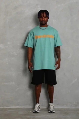 Yake Store Erkek Baskılı T-shirt Kısa Kol Bisiklet Yaka Regular Fit Rahat Kalıp Günlük Tişört - Mint Yeşili - Mint Yeşili Yeşil