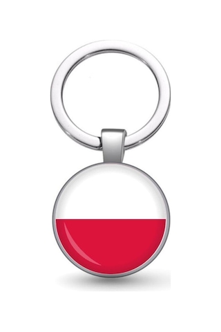 Tamgacrafts Polonya Poland Bayrağı Metal Anahtarlık Ülke Temalı Hediyelik Çok Renkli