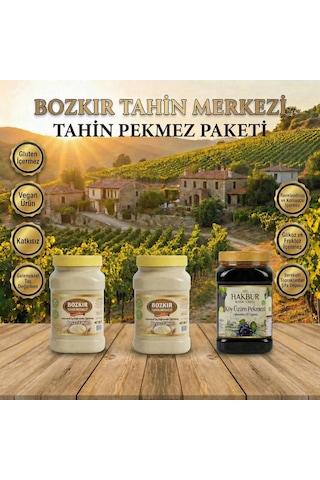 Bozkır Tahin Merkezi Taş Değirmen Beyaz Tahin 2 x 935 G + Köy Üzüm Pekmezi 950 G