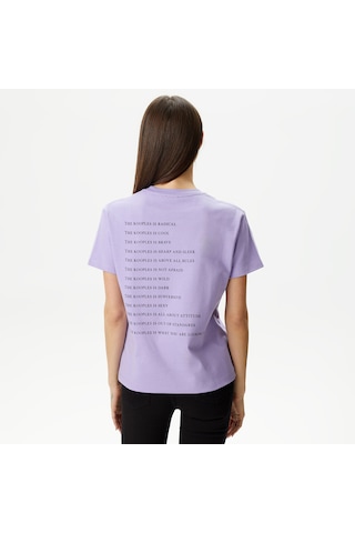 The Kooples Kadın Baskılı Bisiklet Yaka Mor T-shirt