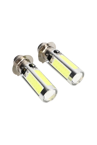 Kosona Motosiklet Farı H6m Px15d P15d25-1 5 Cob Led Beyaz Işık Fokus Lensli 2 Adet Enerji Tasarruflu