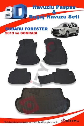 Subaru Forester Suv 2013 Ve Sonrası Paspas Ve Bagaj Havuzu Seti Siyah