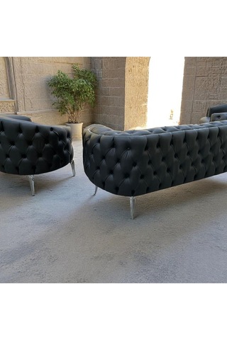 1 Adet Üçlü Deri Ofis Büro Koltuğu Imalattan Siyah