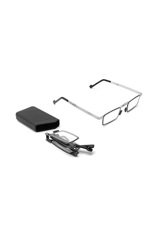 Yaozixa Erkekler İçin Katlanabilir Ultra Hafif Göz Kullandığı Yorulmayan Mavi Işık Engelleyici 200 Dereceli Yuvarlak Çerçeveli Güneş Gözlüğü - Kutulu Taşınabilir Gri