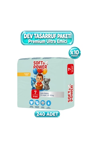 Bebek Bezi No:7 Xxlarge 20-30 Kg 24'lü 10 Paket 7 Numara