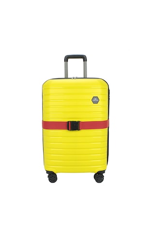 Case Club Kırmızı Siyah Valiz Bavul Kemeri Aç Kapat Emniyet Kilitli Ayarlanabilir Kırmızı - Siyah