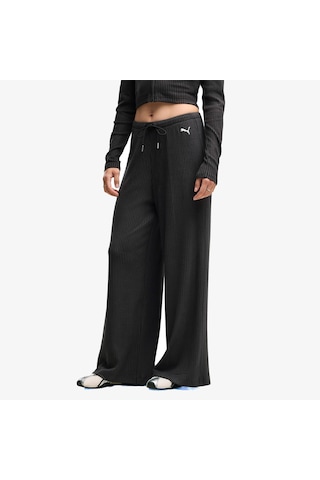 Puma Essential Ribbed Kadın Siyah Eşofman Altı 636667 Çok Renkli