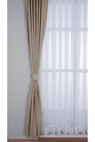 Home Color Home Home Petek Kadife Dokulu Fon Perde 1.4x260 Düz Dikişli Ekstrafor Büzgü 990 Krem