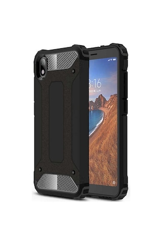 Kilifone - Xiaomi Uyumlu Redmi 7a - Kılıf Çift Katman Zırh Tank Crash Military Kapak - Siyah Kilifone - Xiaomi Uyumlu Redmi 7a - Kılıf Çift Katman Zırh Tank Crash Military Kapak - Siyah