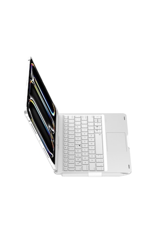 İpad Pro 11 2024 F11 Ats Kılıf Magic Dönen Klavyeli Tablet Kılıf - Gümüş Diğer
