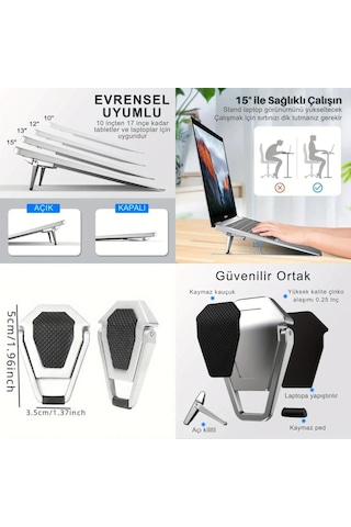 Coofbe Yapışkanlı 2 Adet Metal Laptop Standı Notebook Yükseltici Stand Masaüstü Laptop Tutucu Stand