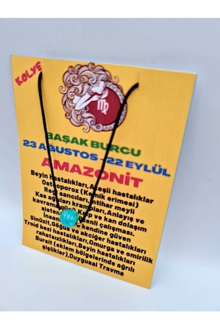 Sertifikalı Başak Burcu Amazonit Taşı Doğal Taş Kolye Çok REnkli