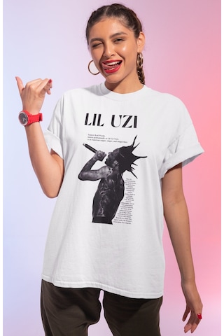 Lil Uzi Rapper Baskılı Unisex Oversize Şarkıcı Tişört Beyaz