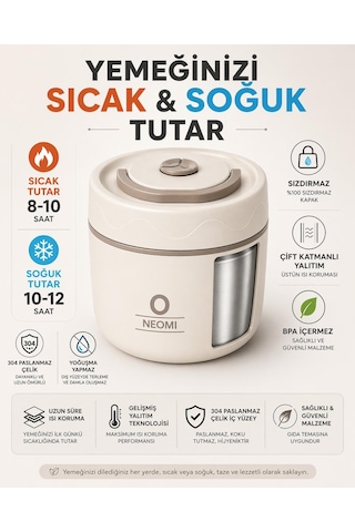 Lunch Box Isı Yalıtımlı Yemek Termosu Seti Paslanmaz Çelik Çantalı 304 Çelik Tse Belgeli Bej