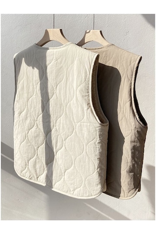 Snapbuy Kadın Yelek, Çift Taraflı Kullanım Kahve