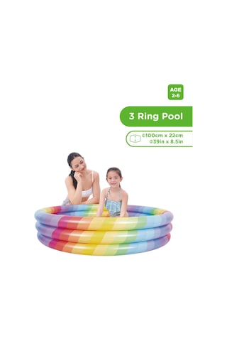 Marevia 3 Halka Rengerak Çocuk Havuzu 100x22cm-51456vpab Gökkuşağı