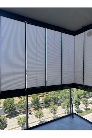 Blind-x Koyu Gri Plise Katlanır Cam Balkon Perdesi, Ofis Perdesi, Mutfak Perdesi, Salon Perdesi