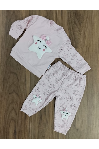 Egişbaby Kız Bebek Yıldız Desenli İkili Takım Açık Pembe